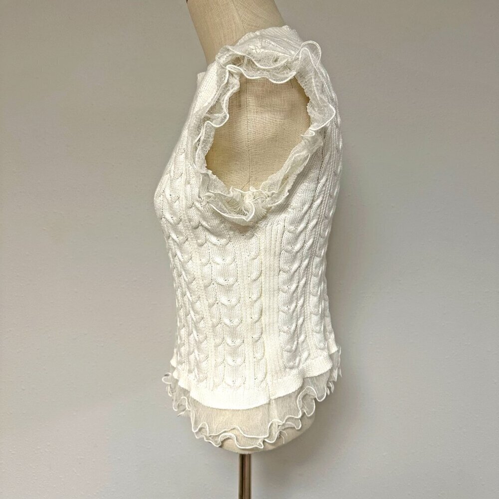 BiBi Contrast Cable Ruffle Sweater Tank - Picture 6 of 10